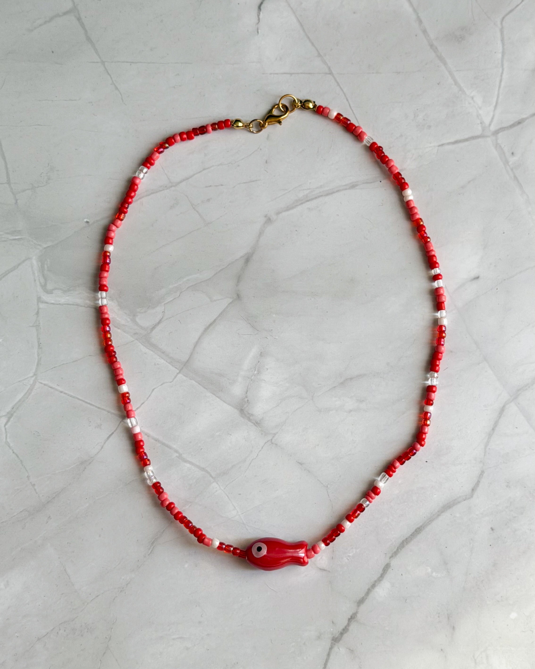 Red Fish Bead Necklace