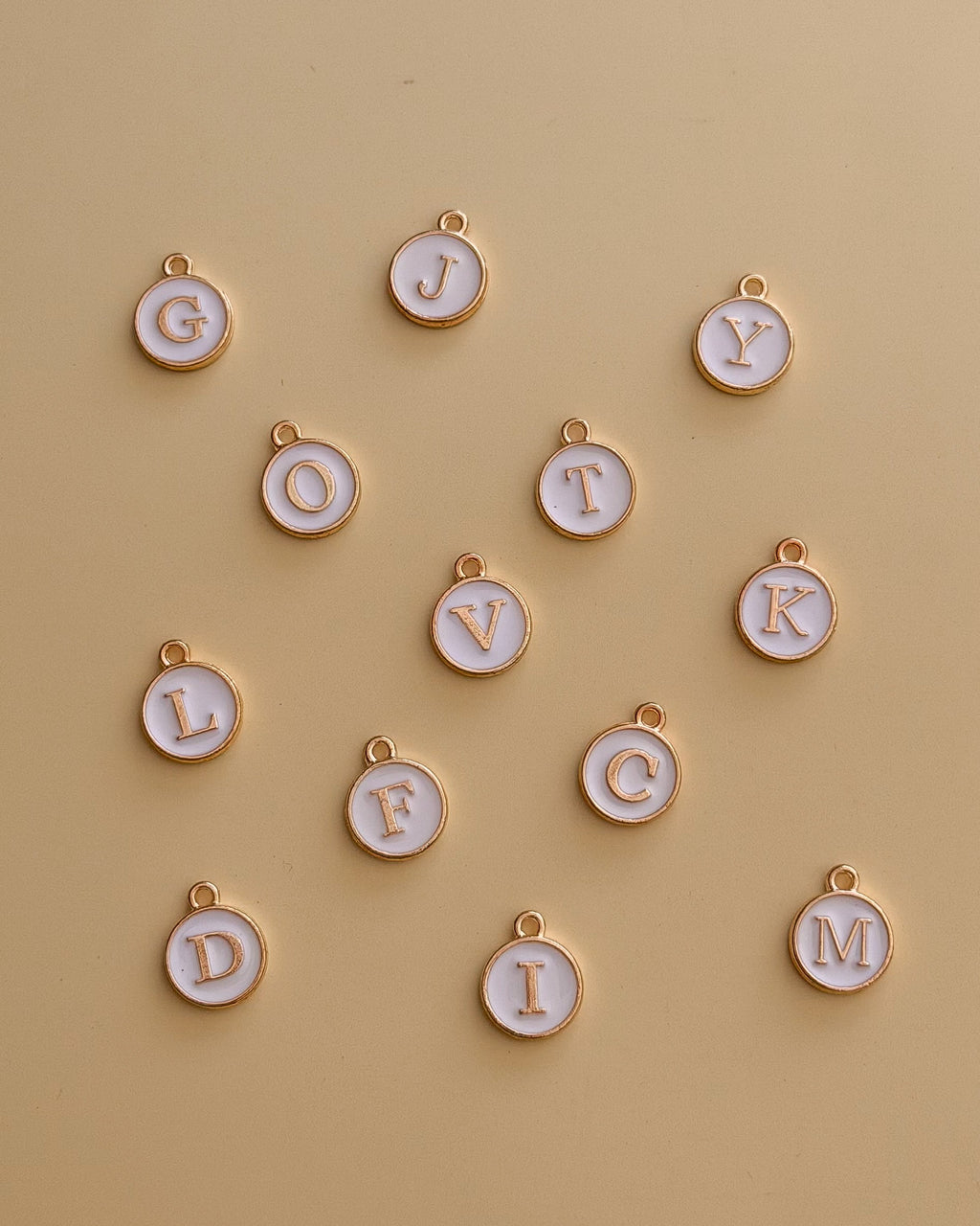 White Enamel Initial Charm