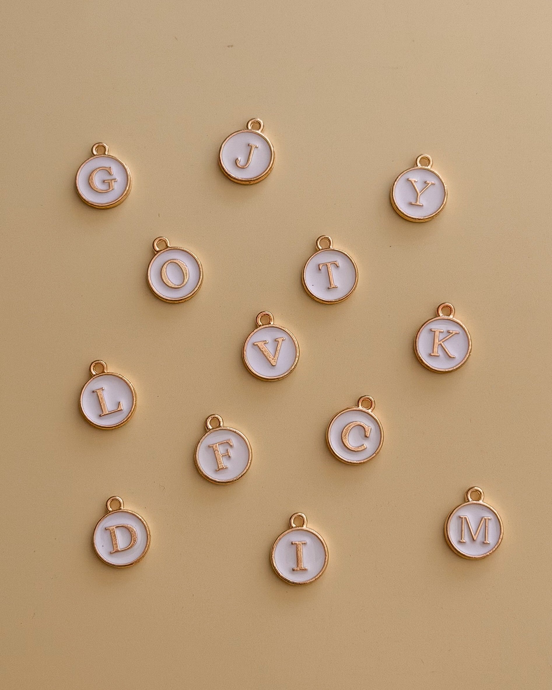 White Enamel Initial Charm