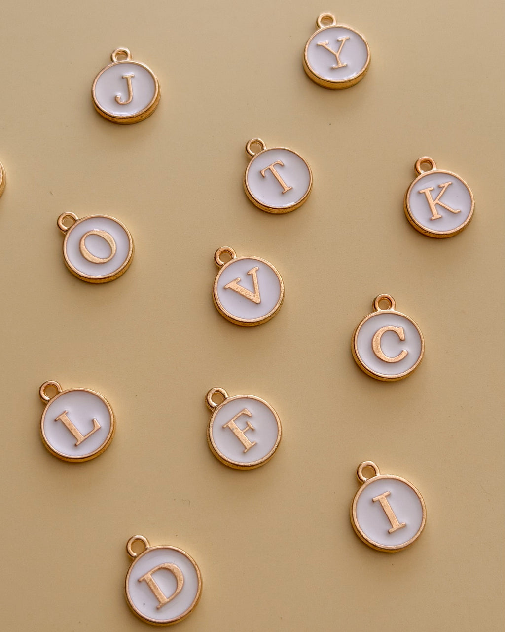 White Enamel Initial Charm