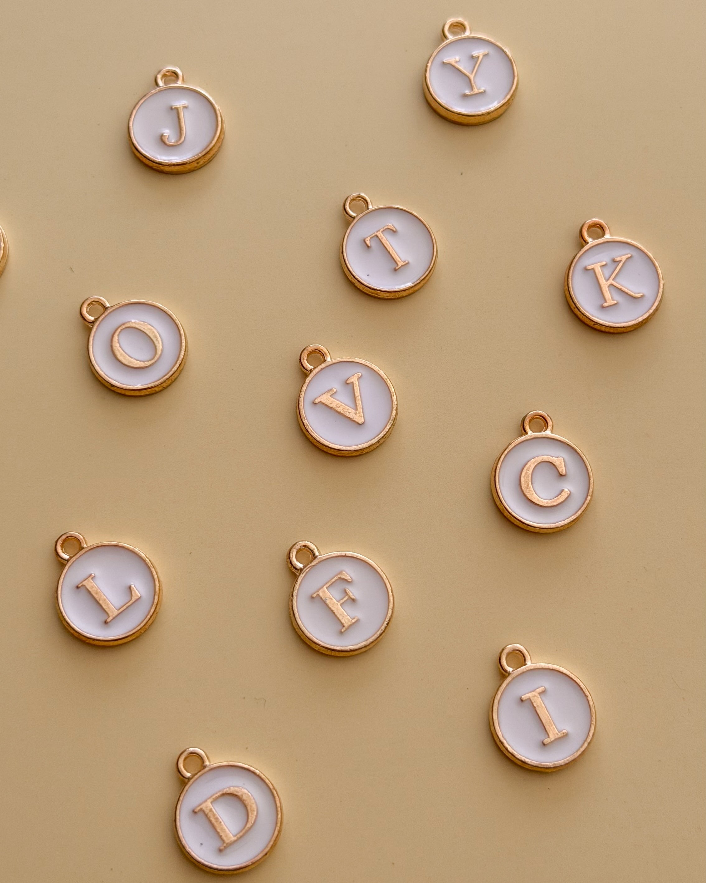 White Enamel Initial Charm