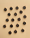 Black Enamel Initial Charm
